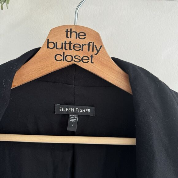 Eileen Fisher Black Button Blazer Viscose Silk Small - Picture 5 of 6